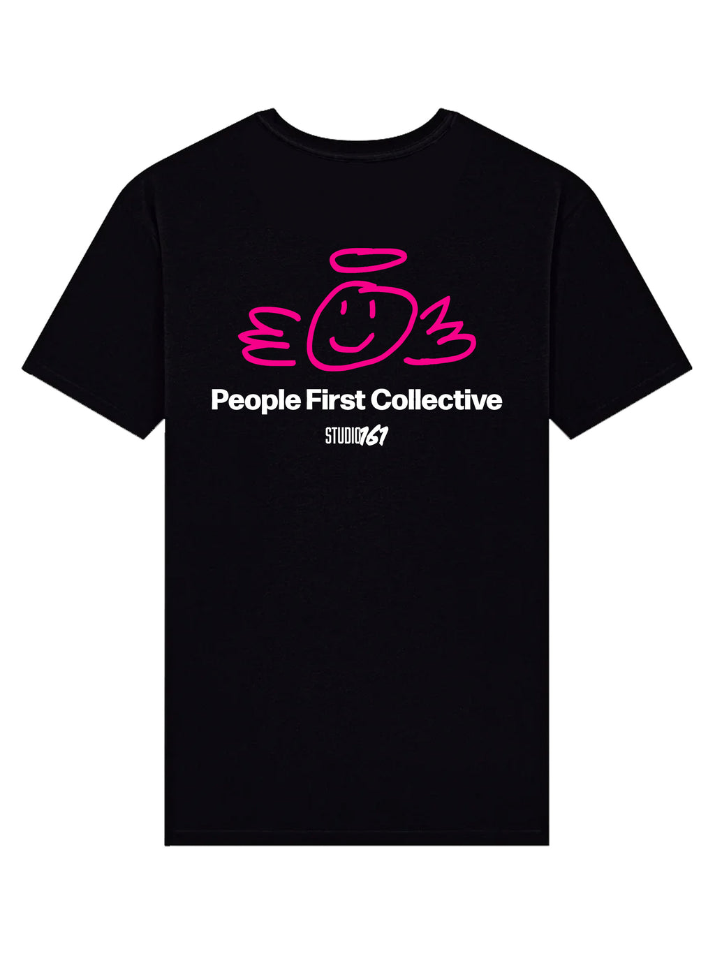 People First T-Shirt Black fuchsia back