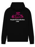 People First Hoodie Black fuchsia back