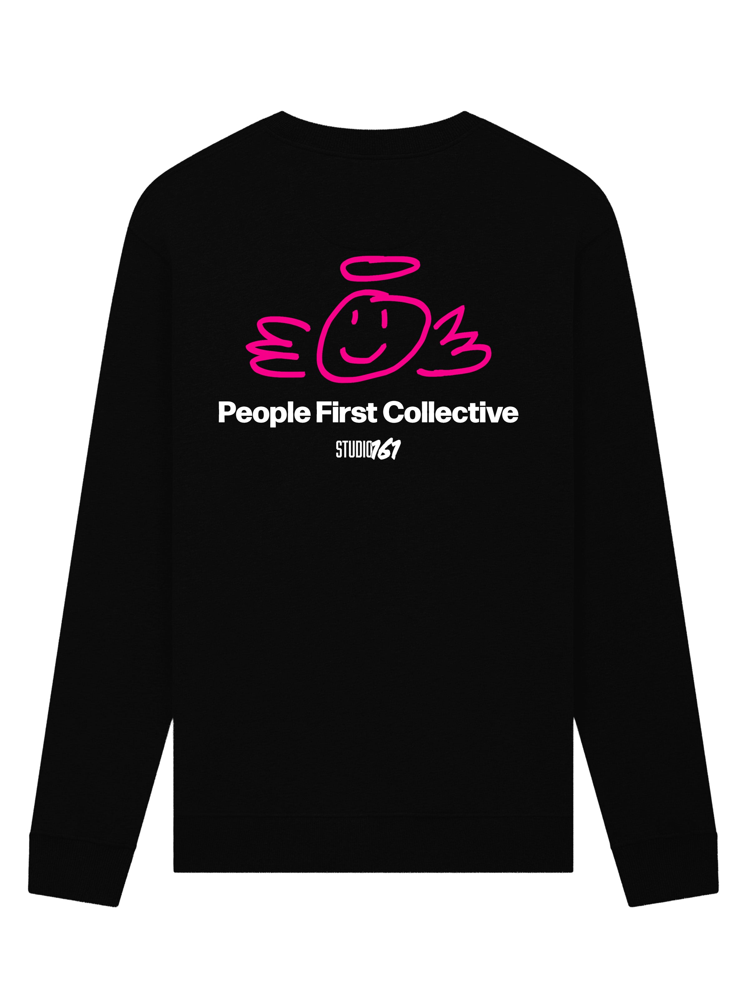 People First Sweater Black fuchsia back
